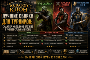 Лучшие сборки для турниров в игре Золотой Клон снайпер холодное оружие и универсальный боец