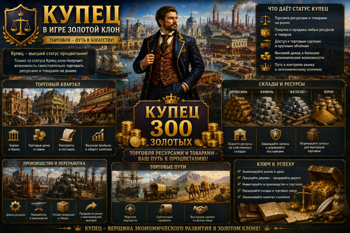 Купец в игре Золотой Клон торговля возможности и стоит ли повышать статус