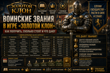 Воинские звания в игре Золотой Клон как получить сколько стоят и что дают