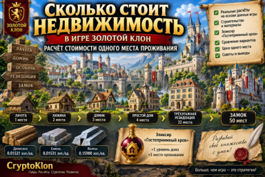 Сколько стоит недвижимость в игре Золотой Клон расчёт стоимости одного места проживания